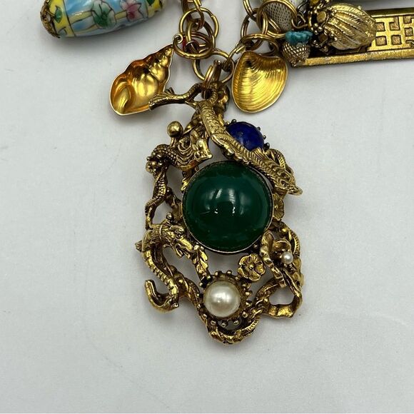 Vintage dragon 1960s handmade chunky charm Statement pendant Necklace - Picture 11 of 16